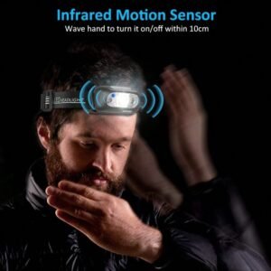 Linterna frontal LED recargable con sensor de movimiento
