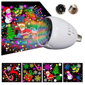 Proyector LED Navideño Multicolor con Figuras y Nieve Animada